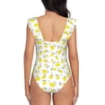 thumbnail image 5 of Xecao Yellow Lemon Leaves print Ruffle One-Piece Swimsuit for Women,for the Beach or Pool, 5 of 8