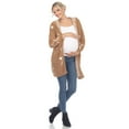 thumbnail image 4 of White Mark Women's Maternity Star Print Hooded Open Front Sherpa Coat, 4 of 6
