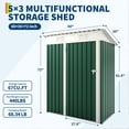 thumbnail image 5 of QinaQin 5x3 FT Heavy Duty Metal Outdoor Storage Outdoor Storage,Sloped Roof & Lockable Single Door - Compact Weatherproof Tool Organizer,Dark Green, 5 of 8