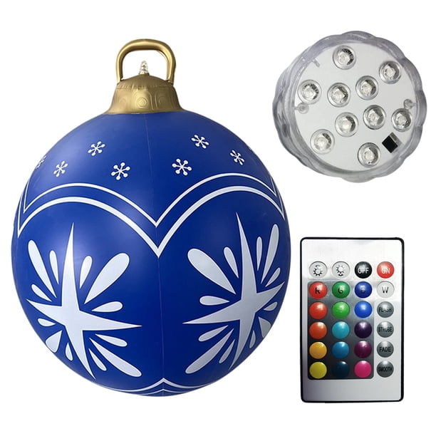 Bola de Navidad 60 cm inflable PVC resplandor decoración de fiesta de año nuevo azul