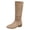 Khaki, variant on Rokment Women's Slouchy Mid Calf Boots Fashion Casual Solid Suede Pointed Toe Stacked Heels Pull On Knee-High Tall Dress Boots Fall Winter