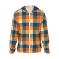 thumbnail image 1 of Fotbe Warm Orange Plaid Chaqueta con Protección Solar UPF 50+ para Hombre y Mujer, Camisa con Capucha y Bolsillos-XX-Large, 1 of 7
