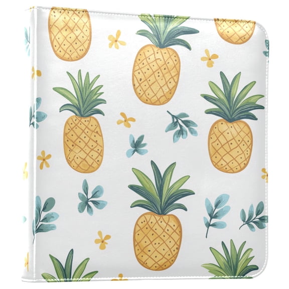 FORMRS 3 Ring Photo Album 4"x6" Self Adhesive Large Capacity PU Leather Cover, Pineapple