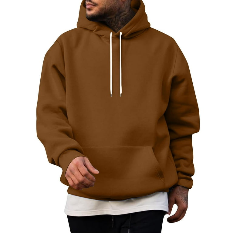 Dwelliawo Light Brown Men's Fashion Hoodies Sweatshirts Long