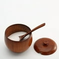 thumbnail image 6 of Wood Salt Box Spice Jar, Natural Wooden Salt Cellar with Lid and Spoon, Sugar Bowl Pepper Seasoning Container Holder Keeper for Kitchen, Serving, Condiment, Japanese Style, 6 of 9