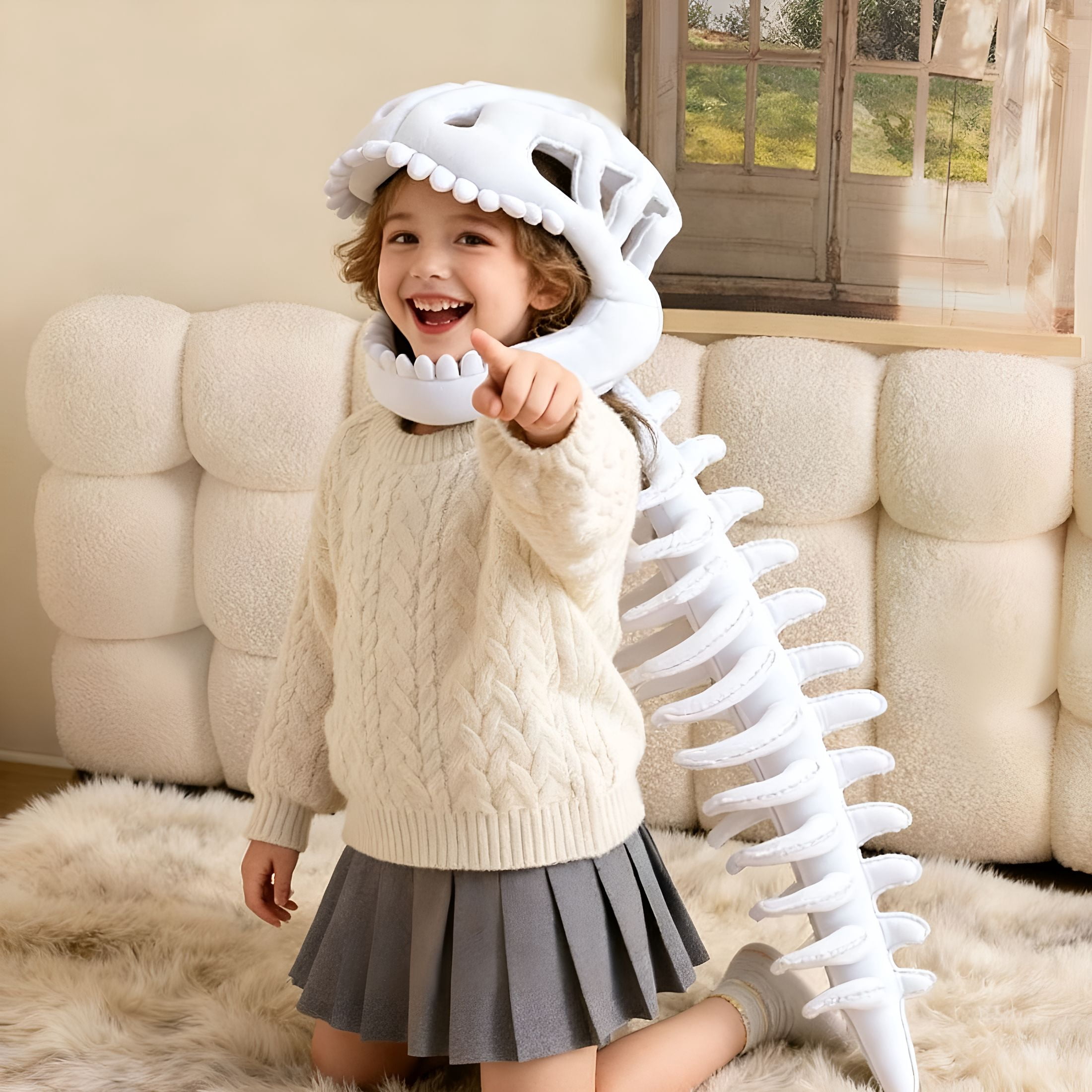 CYFW Weighted Dinosaur Stuffed Animal-Silly Dino Plush Skeleton,Spinosaurus Plush Dino Outfit,Outfit Halloween Fun Dinosaur Skeleton Plush Costume with Spine Extension for Parties