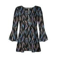 thumbnail image 4 of QATAINLAV 3/4 Length Sleeve Womens Tops Casual Button Up V Neck Tunic Shirts Fashion Leaf Print Ruched Flowy Blouses 2025 Vacation Beach Outfits Black XXL Today's Lightning Sales, 4 of 6