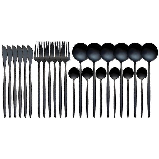 24pcs Stainless Steel Cutlery Set Elegant Mirror Polished Tableware For Wedding Thanksgiving