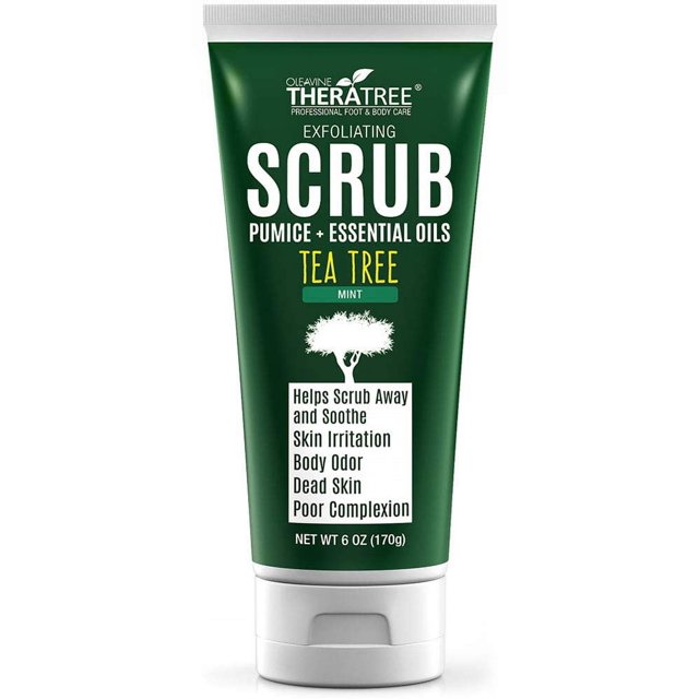 Exfoliante de aceite de árbol de té con aceite de neem de carbón de bambú y piedra pómez natural de Oleavine TheraTree