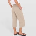 thumbnail image 4 of FAOWME Women's Casual Capri Pants High Waist Solid Color Straight Fit Elegant Comfortable Trousers With Pockets For Everyday Wear,Beige,Xl, 4 of 7