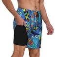 thumbnail image 2 of Kdxio Hawaiian Style Print Men's Swim Trunks with Compression Liner 7 Inch Inseam Quick Dry Swim Shorts, 2 of 7