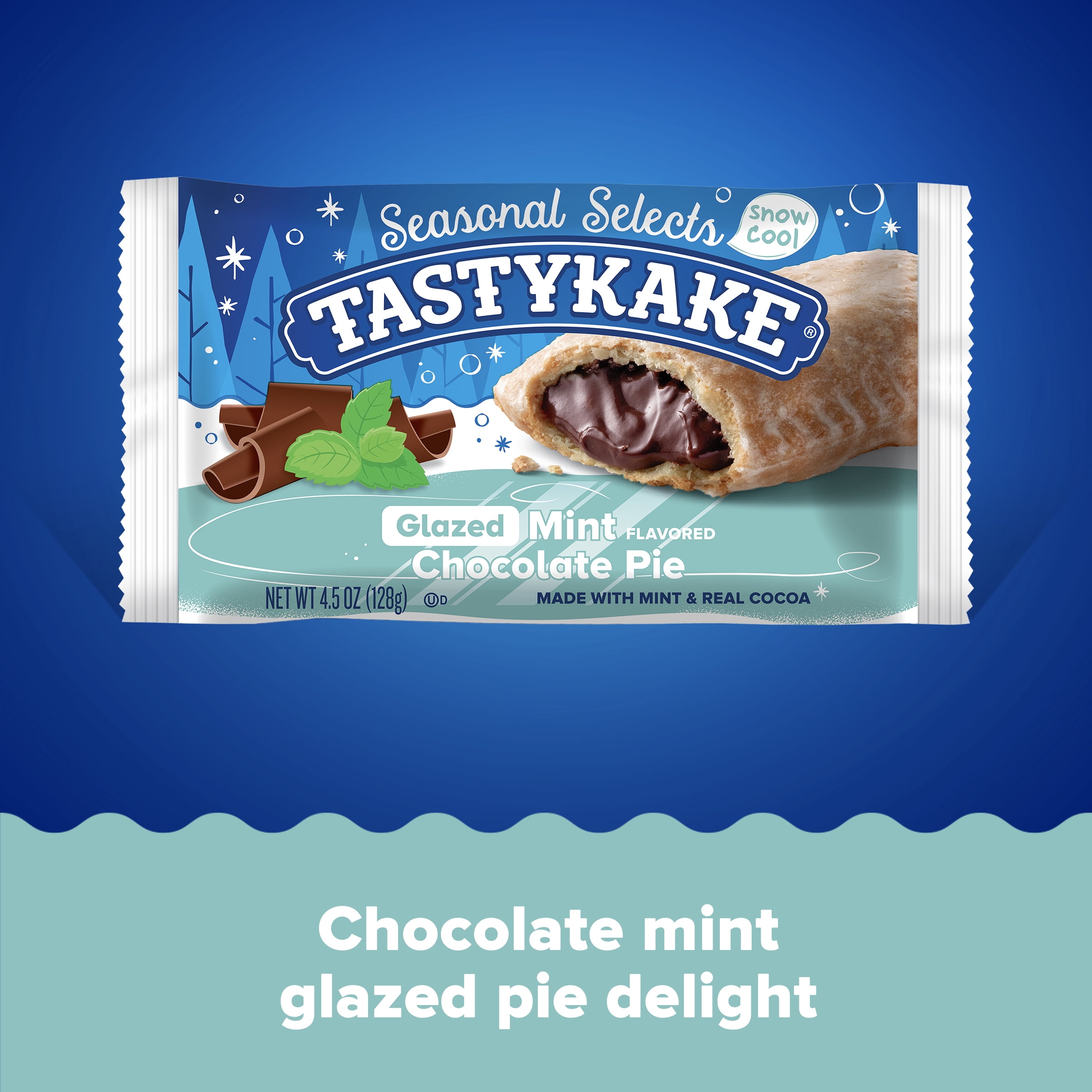 Tastykake Glazed Chocolate Mint Flavored Pie, Individually Wrapped Snack Pie, 4.5 oz.