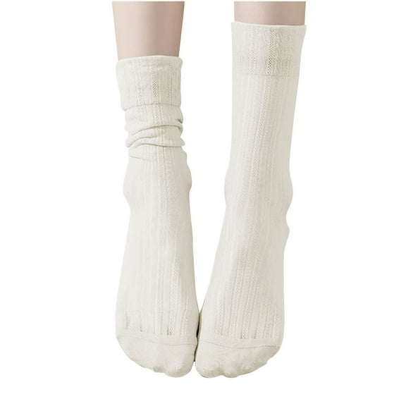 WRKEKC Women's Crew Socks Solid Color Ultra Thin Ice Silk Slouchy Socks Sweat Wicking Mid Calf Socks for Daily Casual and Sports