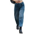 thumbnail image 3 of LANGWYQU High Waist Women Wide Leg Jeans Female Casual Denim Pants With Pocket, 3 of 5
