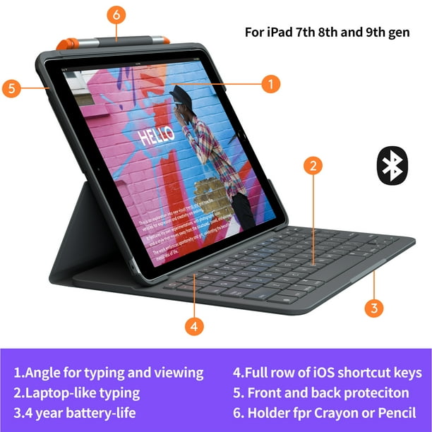 Logitech Smart Folio Keyboard Case with Pencil Holder for iPad