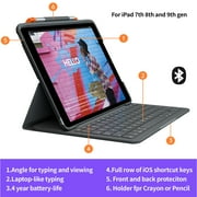 Logitech iPad (7th, 8th and 9th generation) Keyboard Case | Slim Folio with integrated wireless keyboard (Graphite), 7.3 x 10.1 x 0.9