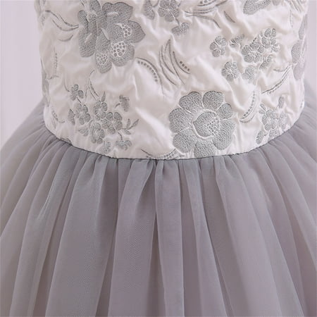 

PEASKJP Casual Summer Dress for Girls Girls Toddler Summer Crew Neck Short Sleeve A Line Chiffon Casual Dress Grey 6-12 Months