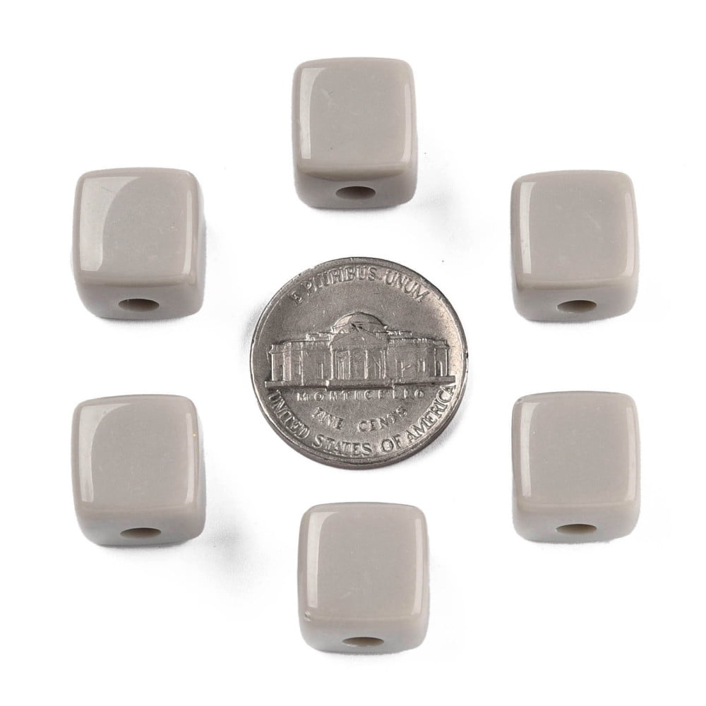 Opaque Acrylic Beads Cube Dark Gray 12.5x12.5x12.5mm Hole: 3.5mm about 263pcs/500g