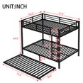 thumbnail image 6 of Bellemave Bunk Bed Full Over Full with Trundle, Heavy-Duty Full Size Bunk Beds Frame with Full-Length Guardrail and Two Ladders, Metal Triple for Teens and Adults, Space-Saving, Black, 6 of 9
