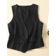thumbnail image 3 of QUTETN Women'S Solid Color Tank Tops Linen Button- Sleeveless V-Neck Summer Leisure Vest, 3 of 4