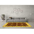 thumbnail image 3 of Ahgly Company Machine Washable Indoor Square Oriental Yellow Traditional Area Rugs, 8' Square, 3 of 4