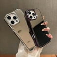 thumbnail image 3 of Designed for iPhone 16 Pro Mirror Case, Four Corner Shockproof Hard Back Plating Edge Protective Cover for Girls Woman Makeup Anti-Scratch Back Phone Case for iPhone 16 Pro, Gold, 3 of 9