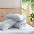 thumbnail image 4 of 3 Pieces Gingham Comforter Set Modern Style Blue Plaid Full Comforter Set 100% Washed Microfiber Boho Comforter Farmhouse Gingham Plaid Bedding Set, 4 of 6