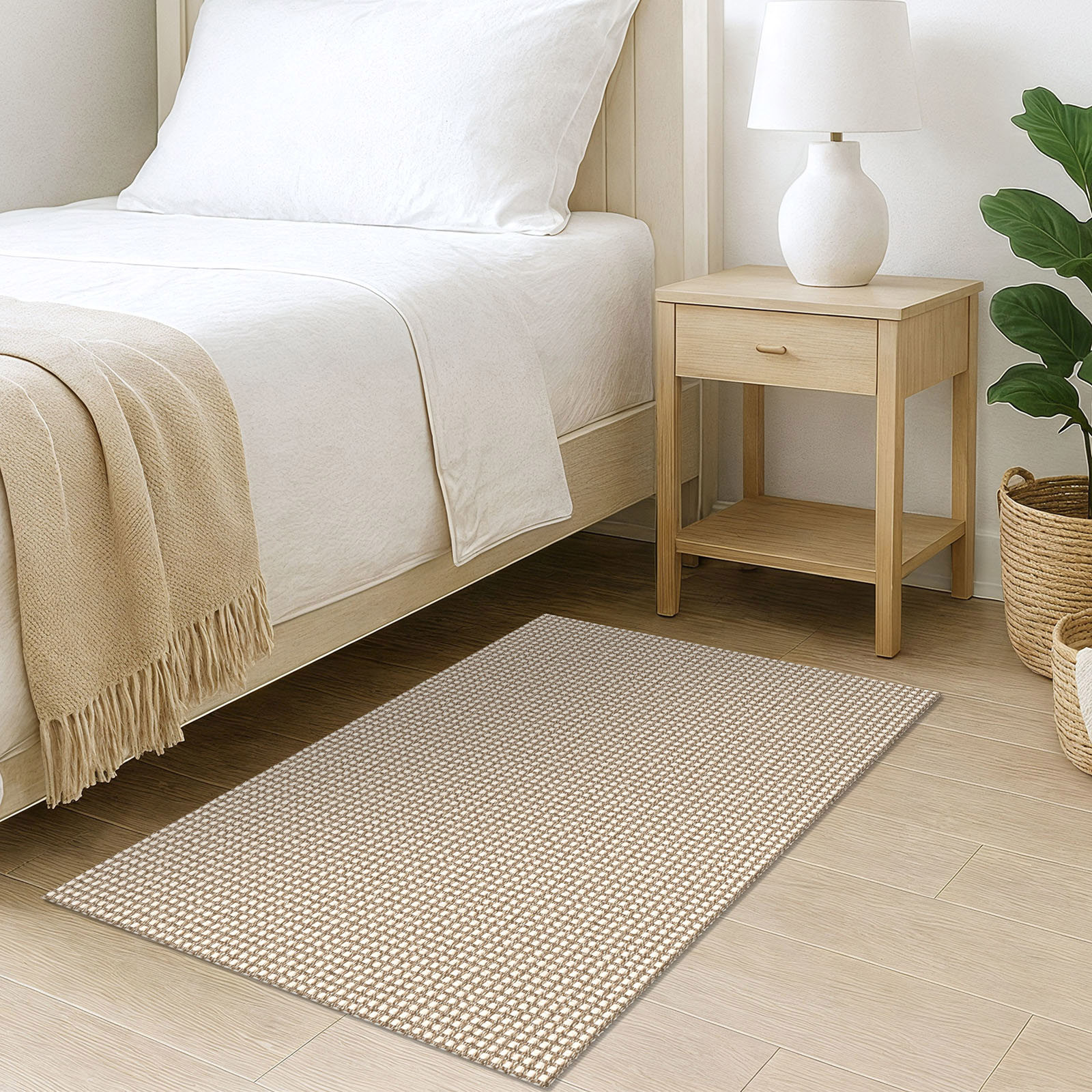 iOhouze Boho Entryway Rugs 2x3 ft Small Area Rugs Washable Rugs Rubber Backed Front Door Rug Cotton Entrance Rugs for Front Porch Bathroom Kitchen Bedroom, Ivory/Khaki