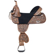HILASON Treeless Western Trail Barrel Racing American Leather Saddle Dark Brown | Horse for Horses