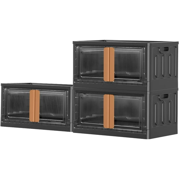 3 Pack 8.4 Gallon Folding Storage Boxes, Collapsible Storage Box for Home