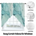 thumbnail image 2 of Swag Curtains Valances for Windows, Turquoise Marble Texture Short Kitchen Window Curtains Over Sink, Modern Abstract Watercolor Art Cafe Curtains Panel Set Of 2,Rod Pocket, 63 Inches Length, 2 of 8