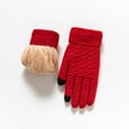 thumbnail image 2 of Riforla Ladies Double Layer Gloves with Thickened Jacquard Knit for Winter Cycling Ski Warmth Red, 2 of 3