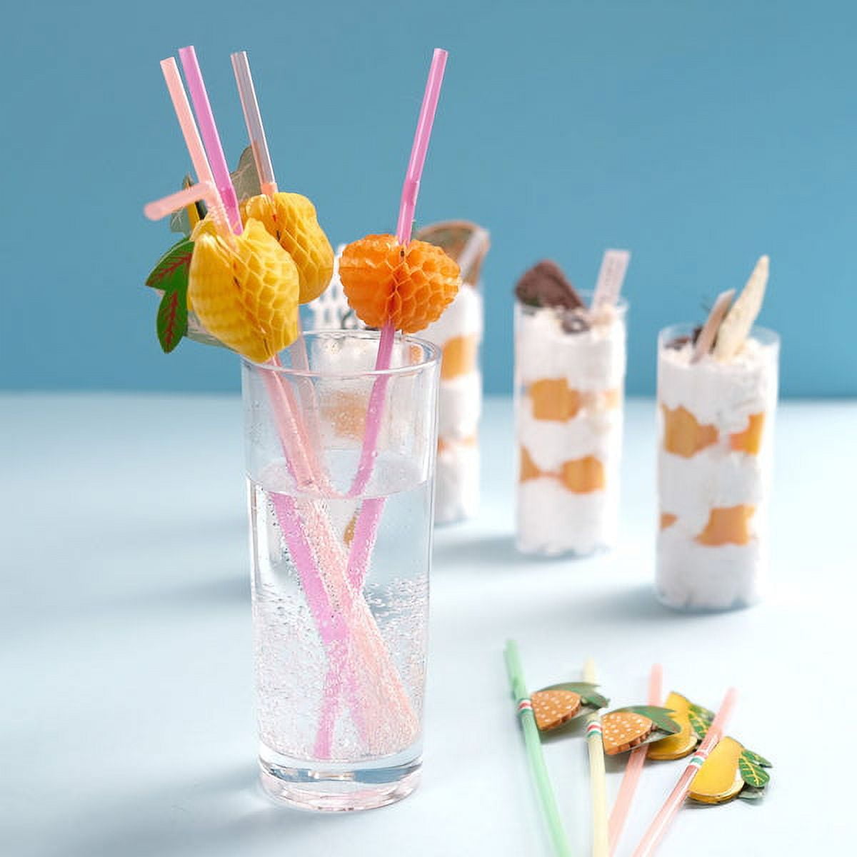 AL ATASH Multicolor Flexible Fruit Straw, For Event and Party Supplies