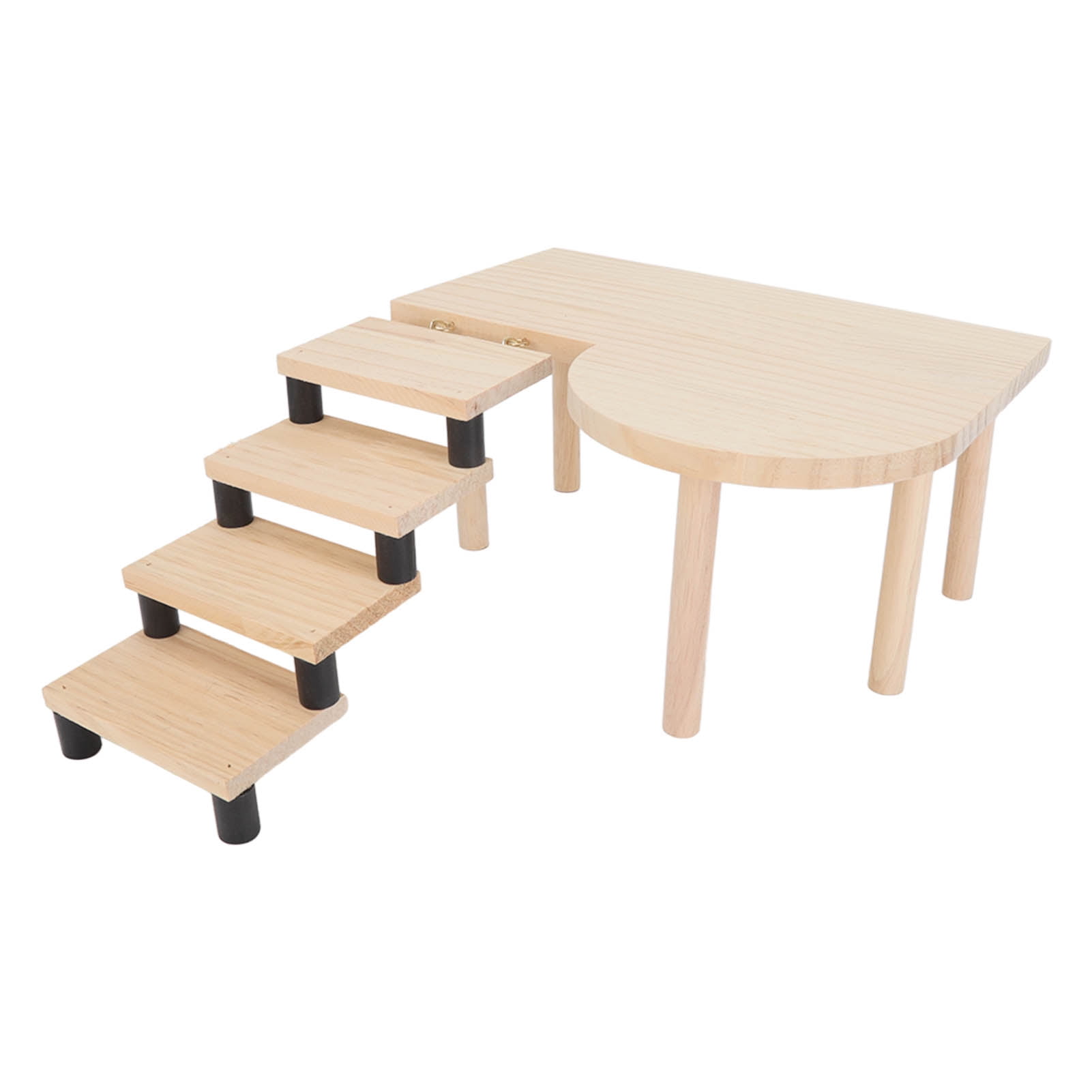 YAHHU Hamster Wooden Platform with Stairs, Exquisite Natural Wood Habitat Decor Climbing Ladder for Guinea Pigs, Mice & Small Pets (11.02 inches / 28 cm)