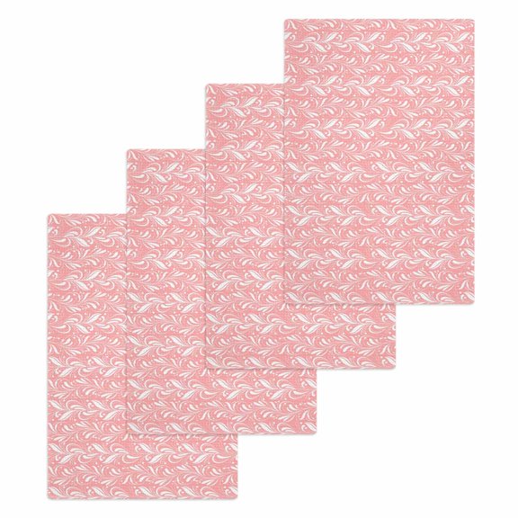 Spring Flowers Kitchen Dish Towels for Drying Dishes Set of 4, Country Retro Floral Botanical Pink Waffle Weave Microfiber Hand Tea Bathroom Towels Quick Dry & Absorbent Towel 15.7x23.6