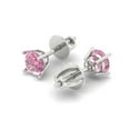 thumbnail image 2 of Clara Pucci 0.2Ct Pink Round Cut VVS1 Screw Back Stud 14k Solid hypoallergenic Gold Designer Earrings For April, 2 of 7