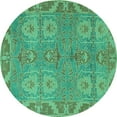 thumbnail image 1 of Ahgly Company Indoor Round Oriental Turquoise Blue Traditional Area Rugs, 8' Round, 1 of 4