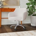 thumbnail image 2 of Linon Chaise de Bureau Rembourrée en Sherpa avec Roulettes, Base en Acier Colton, Naturel, 2 of 13