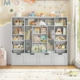 thumbnail image 6 of Hiphuta 55"W Kid Toy Storage Organize with Sliding Bookshelf, Kid Bookcase with 4 Removable Drawers, Toy Storage Toy Organize for Kid Bedroom Playroom, Gray, 6 of 8