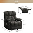 thumbnail image 3 of JONPONY Heated Manual Massage Recliner with Cup Holder, Single Rocker Sofa with Cup Holders for Bedroom Home Theater,Dark Black, 3 of 13
