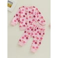 thumbnail image 4 of Wassery Toddler Baby Girl Fall Clothes 6M 12M 18M 24M 3T Infant Long Sleeve Flower Floral Print Sweatshirt Sweatpants Newborn Autumn Outfits 0-3T, 4 of 8