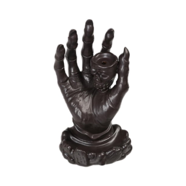 Quemador de incienso de reflujo, porta incienso de mano fantasma, decorativo, de fina artesanía. Negro