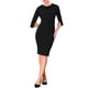 thumbnail image 2 of Vestido lápiz vintage de media manga con cinturón para mujer INSPIRE CHIC, color negro, talla XL, 2 of 5