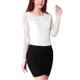 thumbnail image 2 of Top De Encaje Con Bordado De Flores Allegra K mangas largas transparentes Para Mujer Blanco XS, 2 of 4