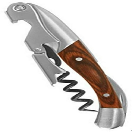 - Wood Handle / Stainless Corkscrew Double Hinge Waiters Wine Key Bottle Opener