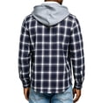 thumbnail image 4 of UDAUDU Men's Flannel Hoodie Shirts Casual Comfortable Button Down Plaid Shirt Jackets for Men Long Sleeve Stylish Hooded with Pocket Light Blue 3XL, 4 of 7