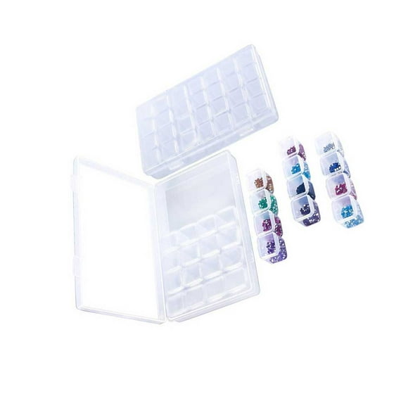 maskred ABS Crystal Embroidery Storage Box Rectangular 28 Grid Adjustable Detachable Salon Manicure Rivet Container Case