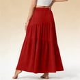 thumbnail image 4 of Taylonsss Womens Summer Skirt High Waist Flowing Long Skirt With Pockets Elastic Waist Casual Fashion Solid Color For Spring Summer Casual Party Daily Wear, 4 of 6