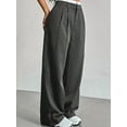 thumbnail image 3 of Womens Baggy Wide Leg Pants Casual Stripe Elastic Waisted Palazzo Harem Pants with Pockets Grey XXL, 3 of 5