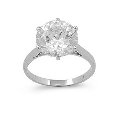 Large Sterling Silver Frog Ring - CHOOSE YOUR COLOR Large Round Clear CZ Solitaire Ring Sterling Silver Band
